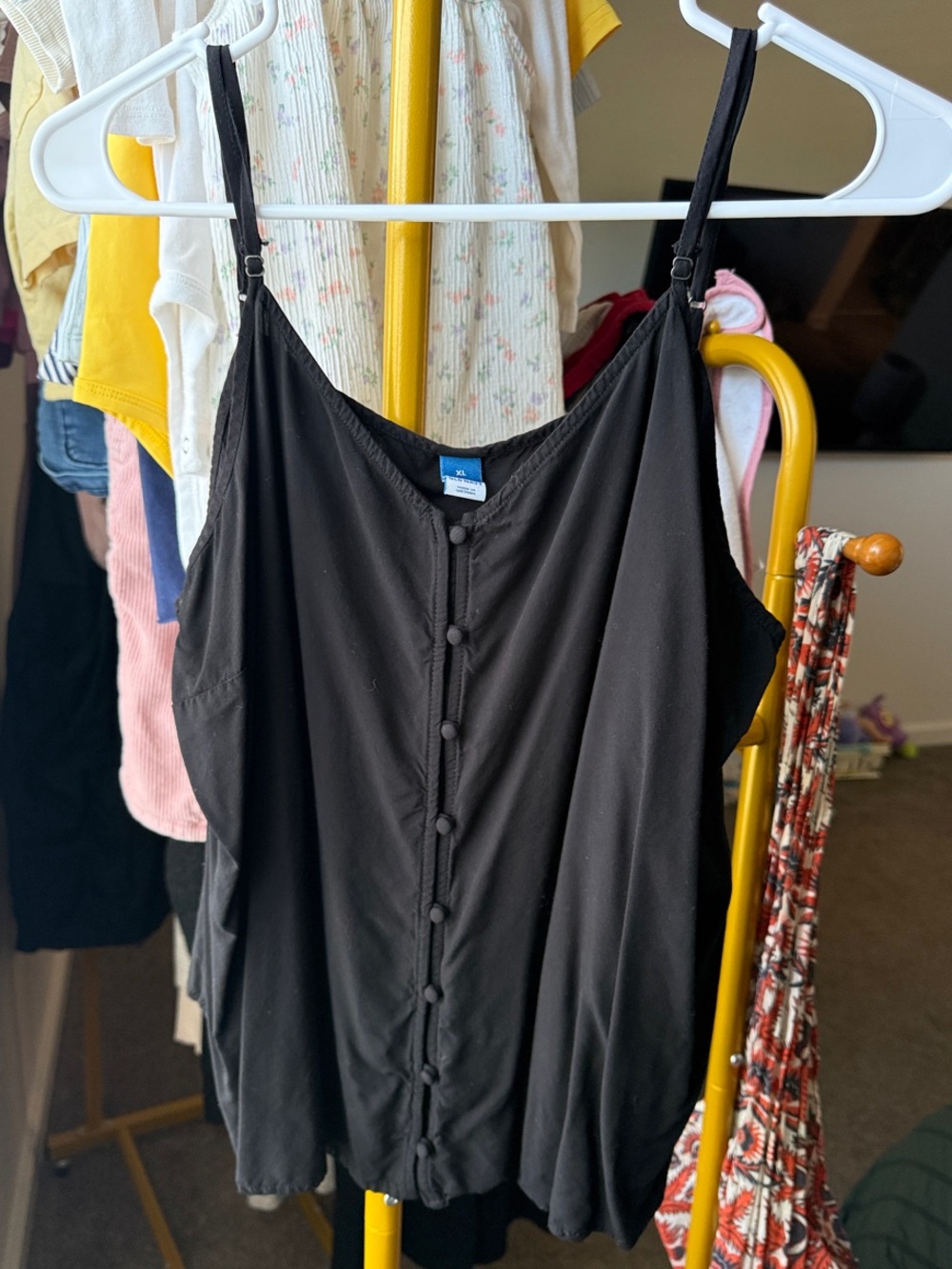 Old Navy Black Button-Front Spaghetti Strap Top